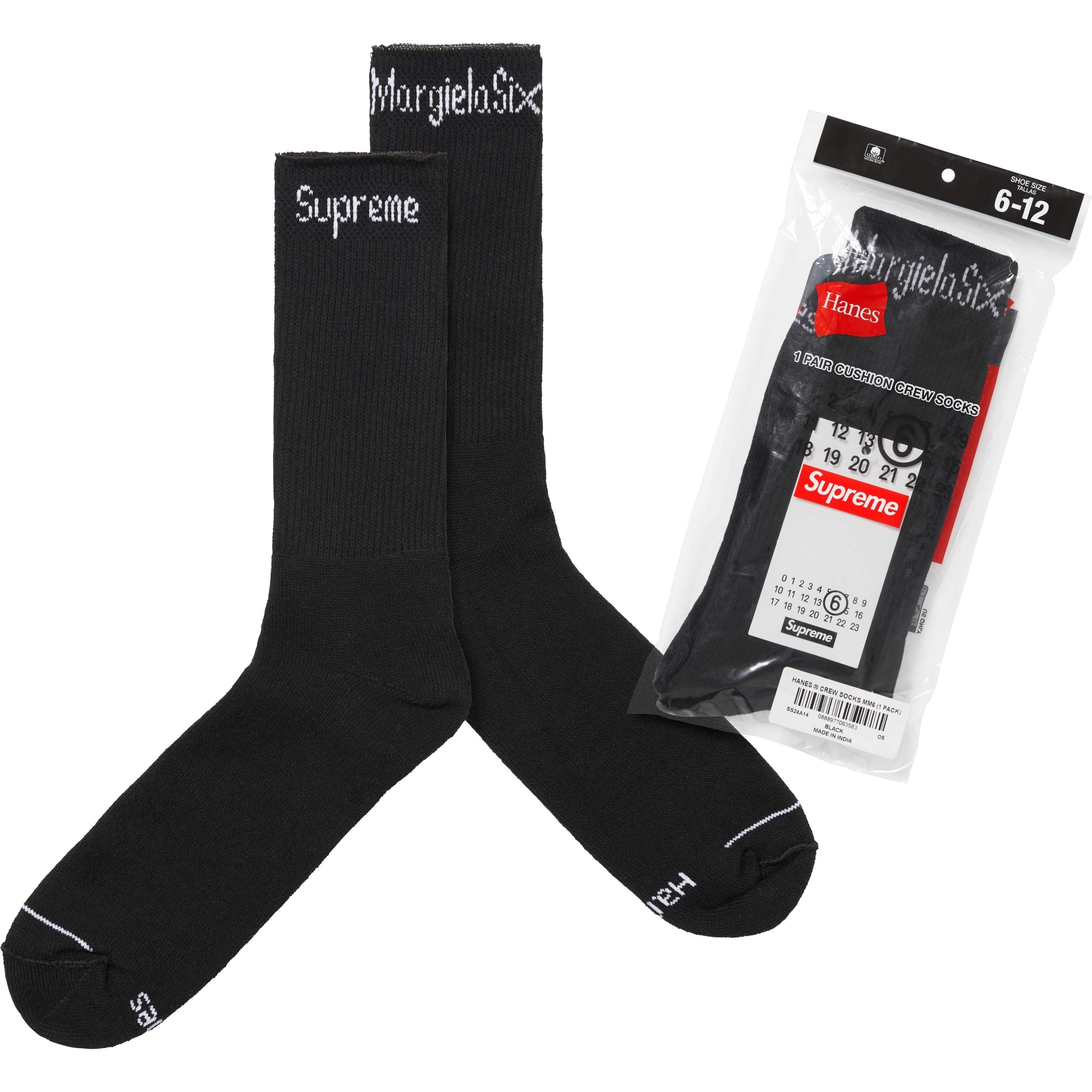 Supreme®/MM6 Maison Margiela/Hanes® Crew Socks (1 Pack) view 3